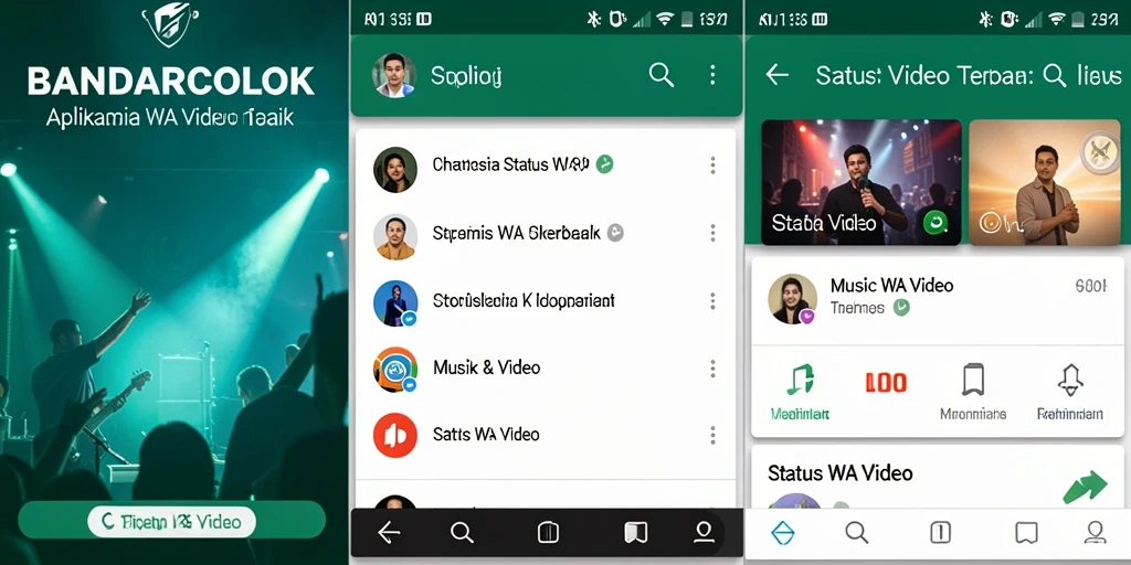Tampilan antarmuka aplikasi BANDARCOLOK untuk status WA Video yang menarik.