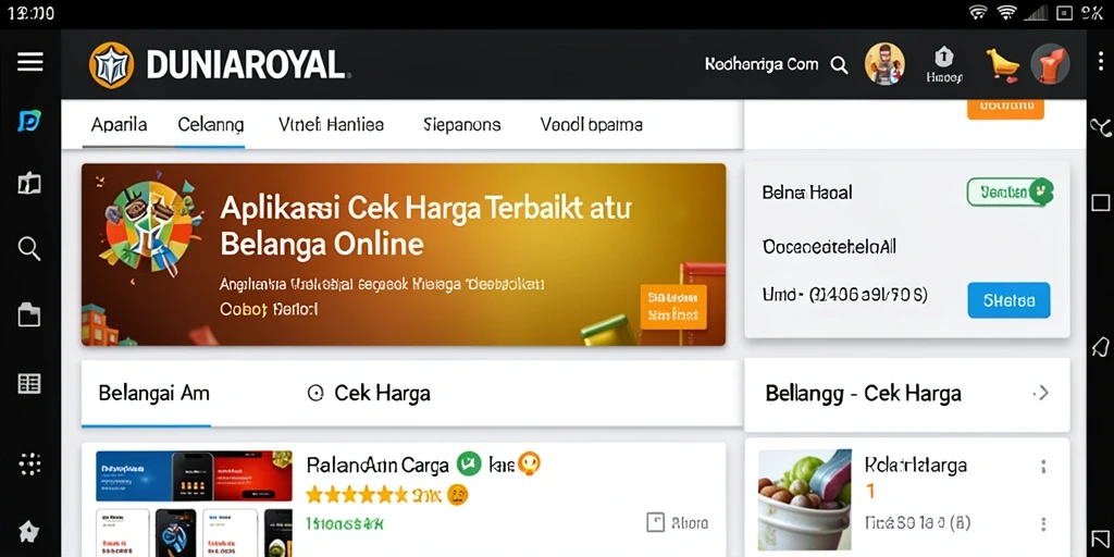 Antarmuka aplikasi DUNIAROYAL untuk cek harga produk.