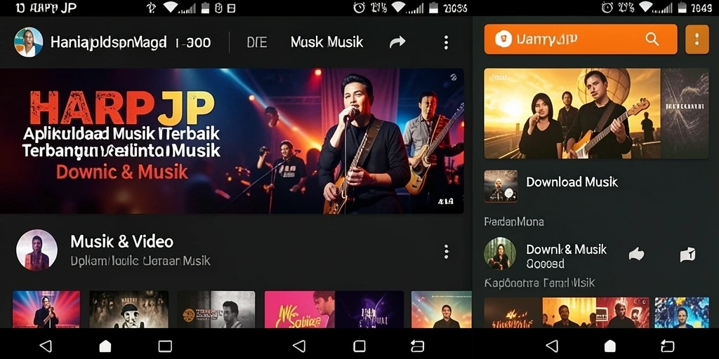Screenshot antarmuka utama HARAPJP yang menampilkan fungsi Download Musik.