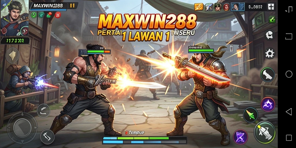 Antarmuka game tempur 1 lawan 1 yang seru dan interaktif.