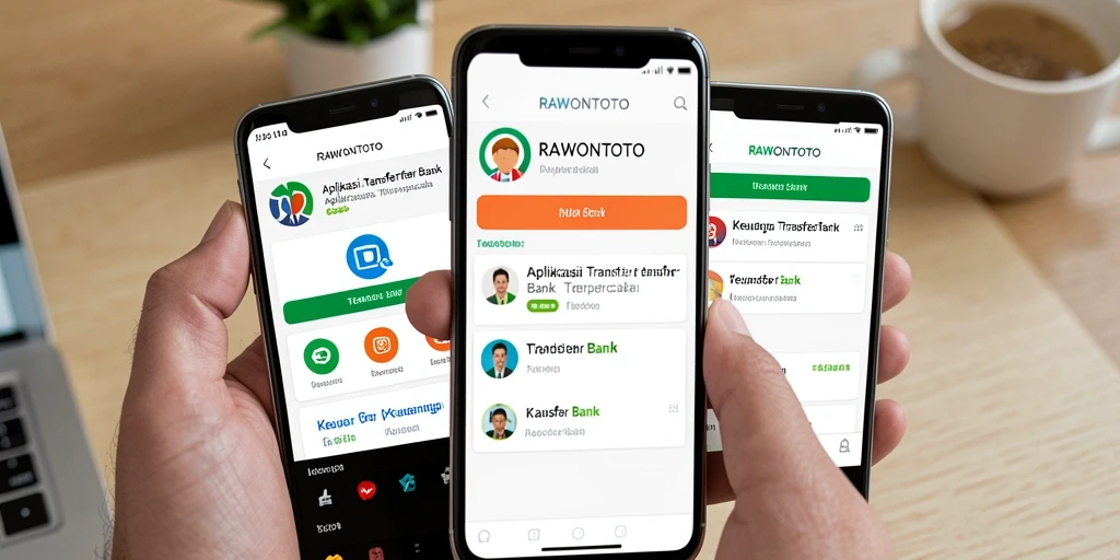 Antarmuka aplikasi RAWONTOTO yang user-friendly untuk Transfer Bank.