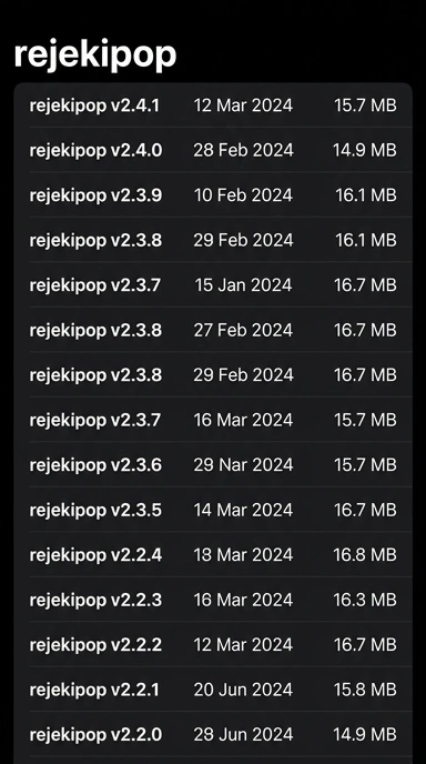 Riwayat Versi rejekipop untuk pengguna Android